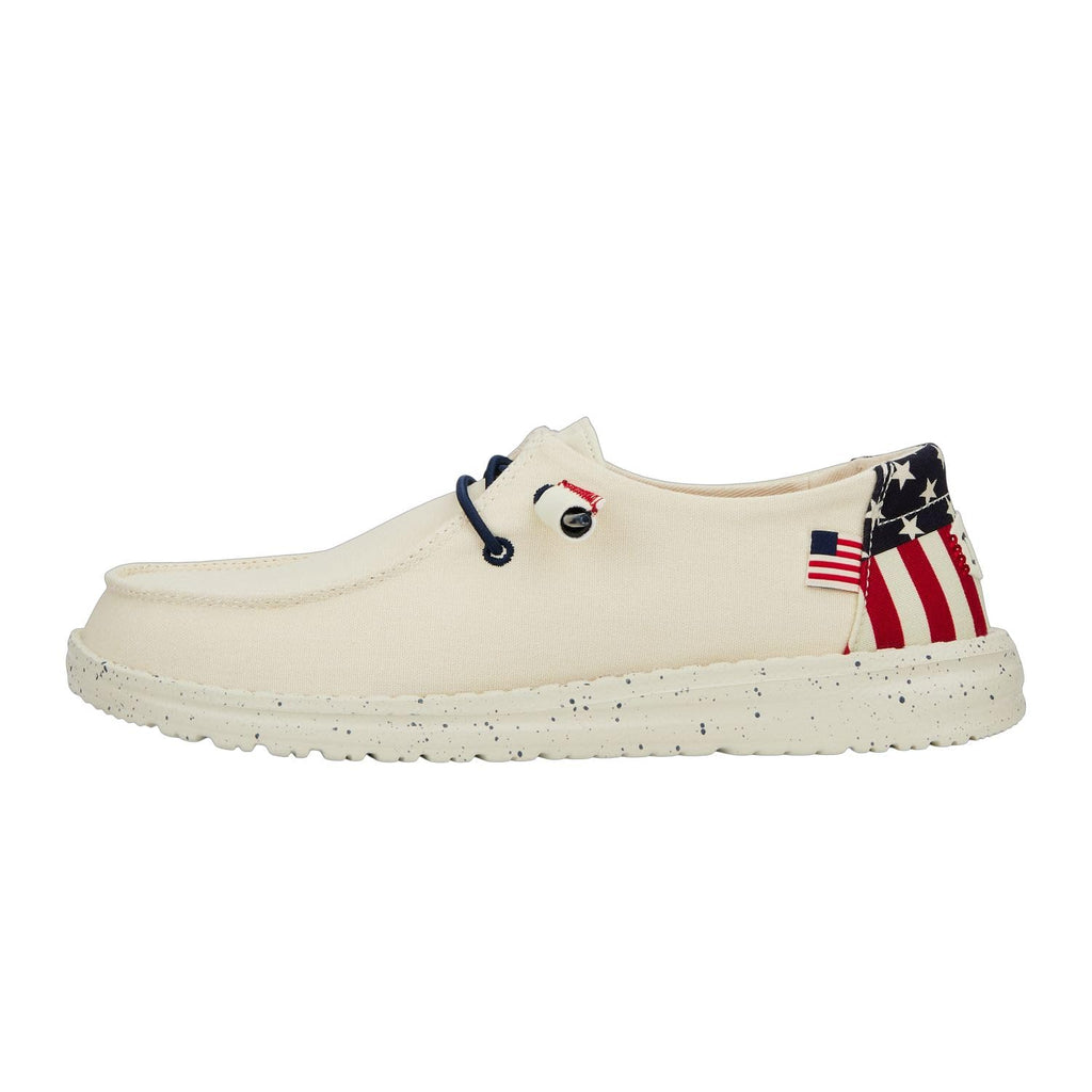 Hey Dude Womens Wendy Americana Off White Size 9 | Womens Shoes | Women Slip-on Loafers | Comfortable & Light-Weight